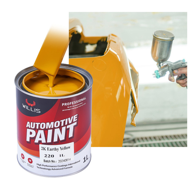 Pintura de automóveis amarelo sólido metálico 2K, líquido brilhante 2k, pintura automotiva