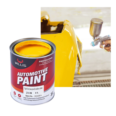 Cores personalizadas de pintura de carro sólida, resistente a condições climáticas estável 2k pintura de pulverização 2K amarelo médio pintura de auto-refinar