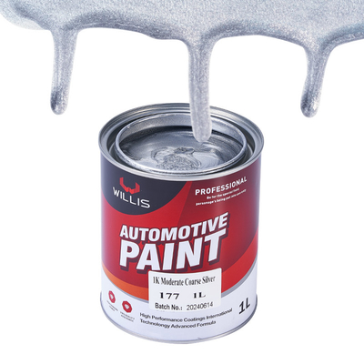 Medium Silver Color Car Paint, Arquitetura Materiais Metal Clear Coat Paint 1K Moderado Prata Grossa