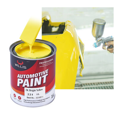 2K de alta qualidade amarelo brilhante pintura de metal automotiva reparação de automóveis revestimento de spray com alto brilho duplo componente pintura acrílica de cor