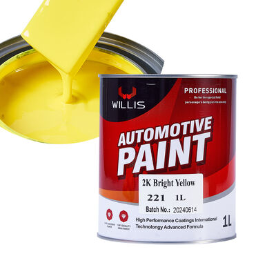 2K de alta qualidade amarelo brilhante pintura de metal automotiva reparação de automóveis revestimento de spray com alto brilho duplo componente pintura acrílica de cor