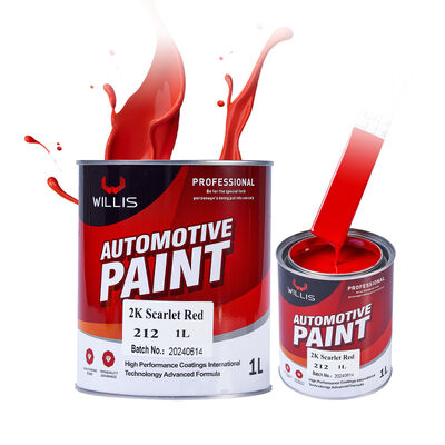 Tinta Automotiva 2K Vermelho Escarlate Alto Brilho Revestimento Base Sólido Vermelho e Endurecedor de Tinta Cores Automotivas para Veículos