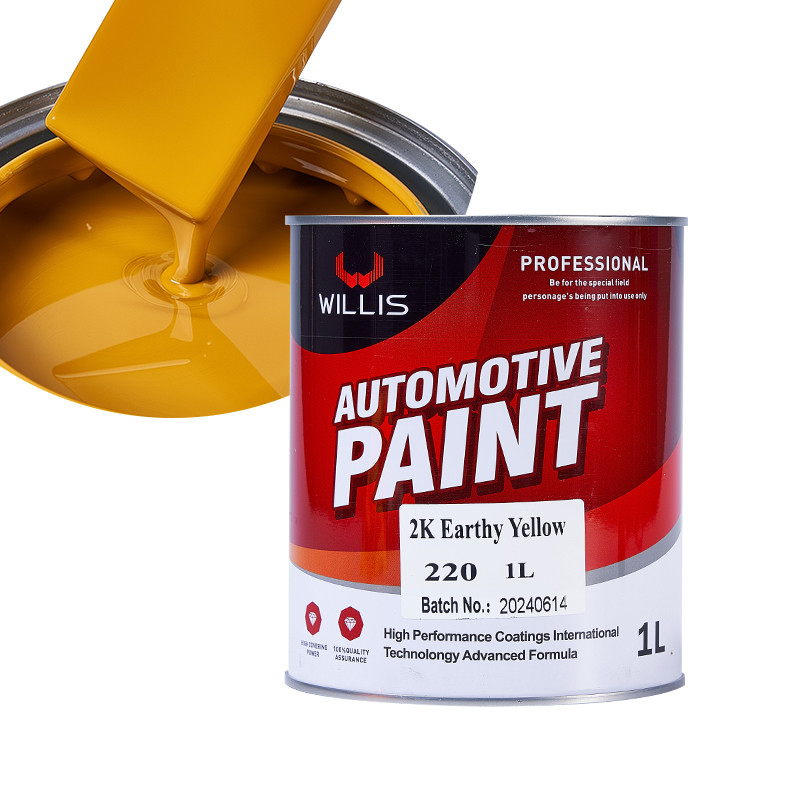 Pintura de automóveis amarelo sólido metálico 2K, líquido brilhante 2k, pintura automotiva