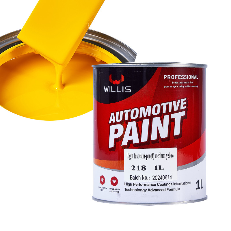 Cores personalizadas de pintura de carro sólida, resistente a condições climáticas estável 2k pintura de pulverização 2K amarelo médio pintura de auto-refinar
