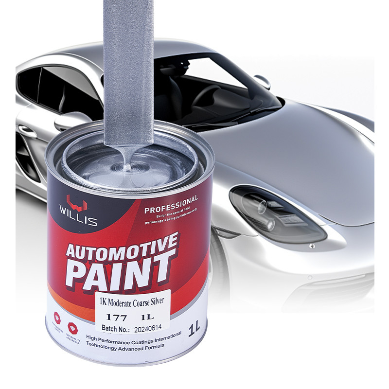 Medium Silver Color Car Paint, Arquitetura Materiais Metal Clear Coat Paint 1K Moderado Prata Grossa