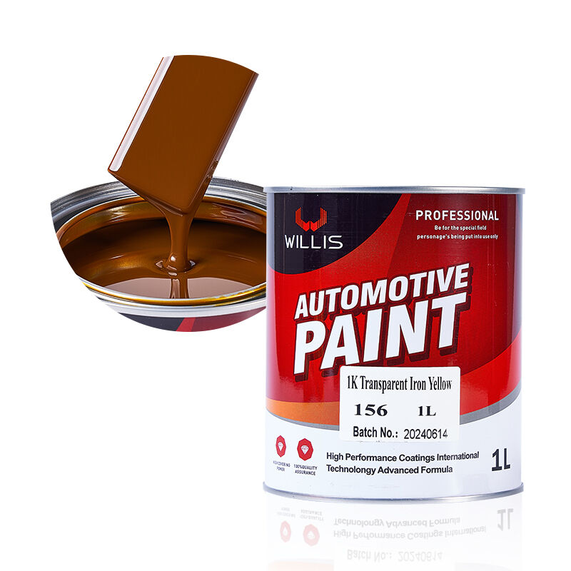 Tinta de Reparo Automotivo Transparente Amarelo Ferro 1K Direto da Fábrica, Resina Acrílica de Componente Único para Tinta Automotiva